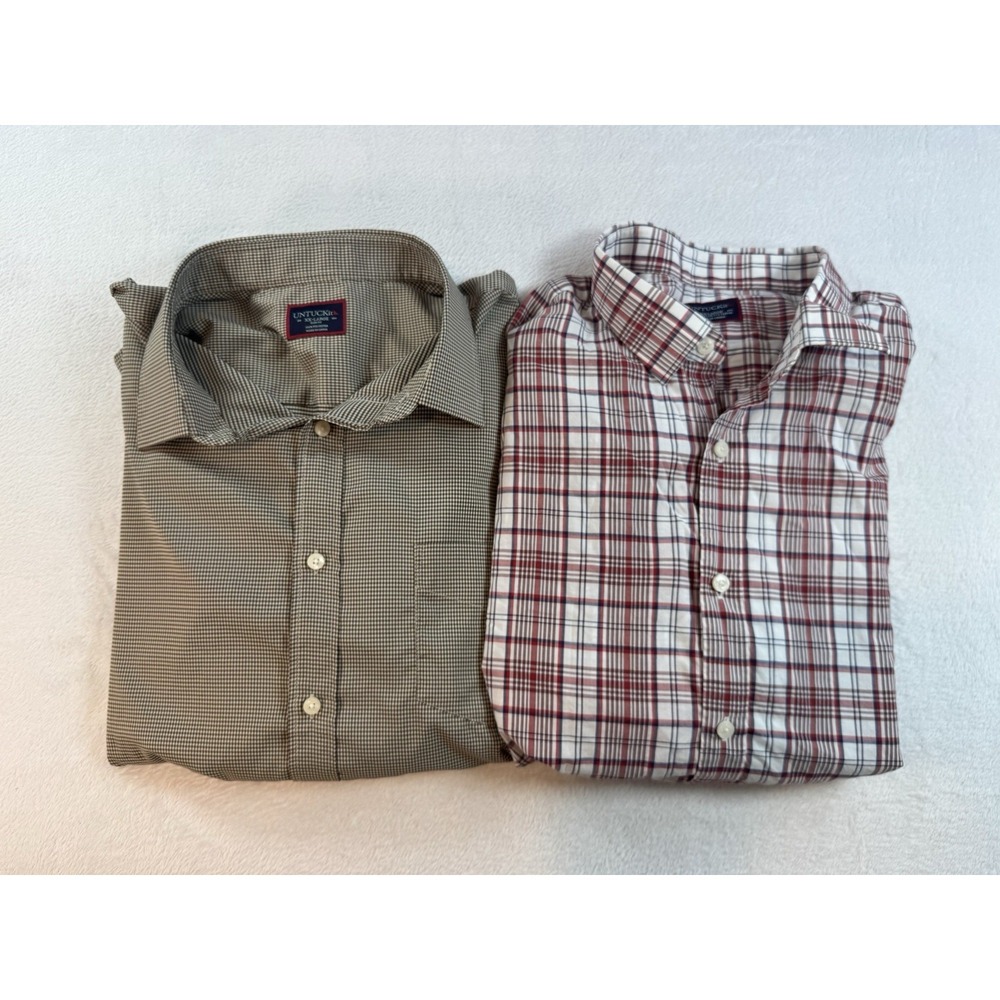 Lot Of 2 Untuckit Shirt 2XL Mens Plaid LS Button Down Riperia Brown & Red
